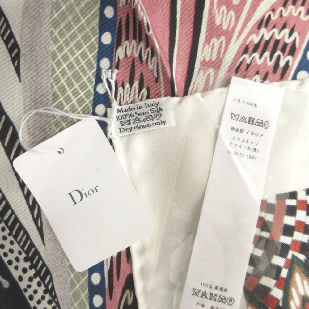Dior Butterfly Scarf 100% Silk All Over Pattern Large 90 White Multi Black — view 5