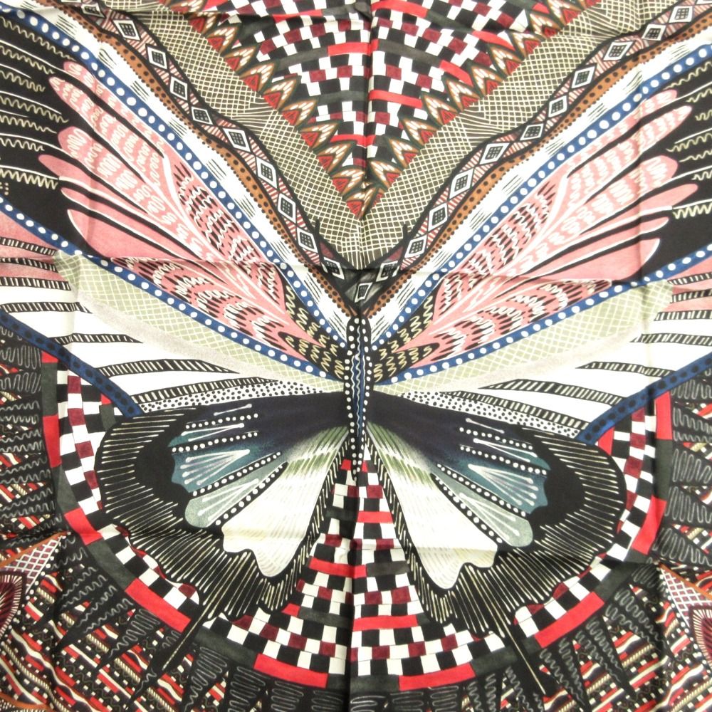 Dior Butterfly Scarf 100% Silk All Over Pattern Large 90 White Multi Black — view 2