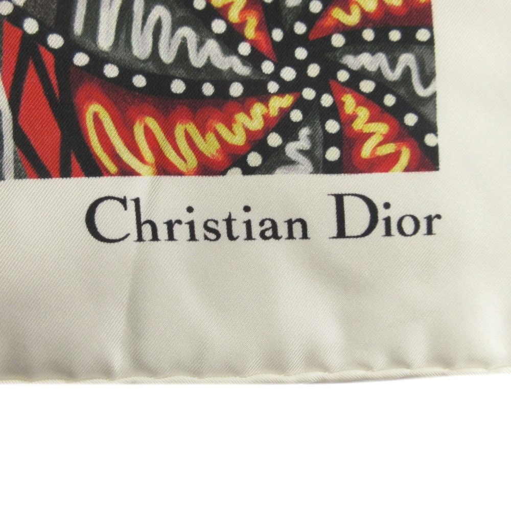Dior Butterfly Scarf 100% Silk All Over Pattern Large 90 White Multi Black — view 3