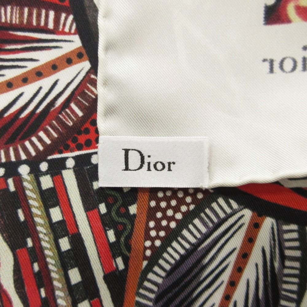 Dior Butterfly Scarf 100% Silk All Over Pattern Large 90 White Multi Black — view 4