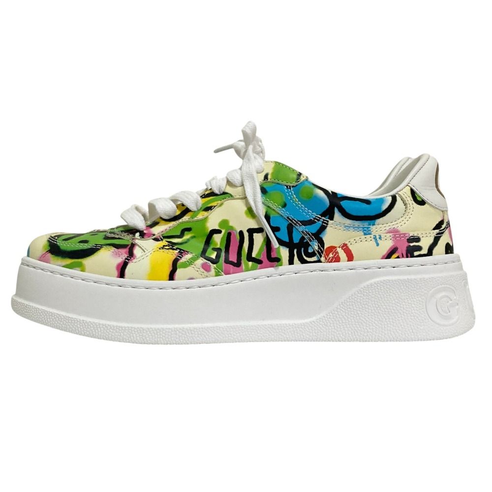 Gucci Interlocking G Graffiti Print Rabbit Platform Sneakers Ivory 37 — view 2