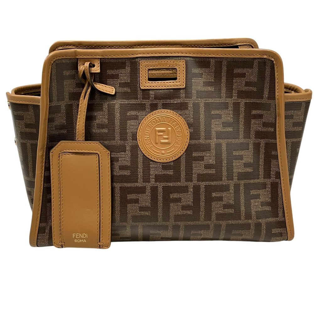 Fendi Peekaboo Defender Zucca Pattern Bag Cover Brown