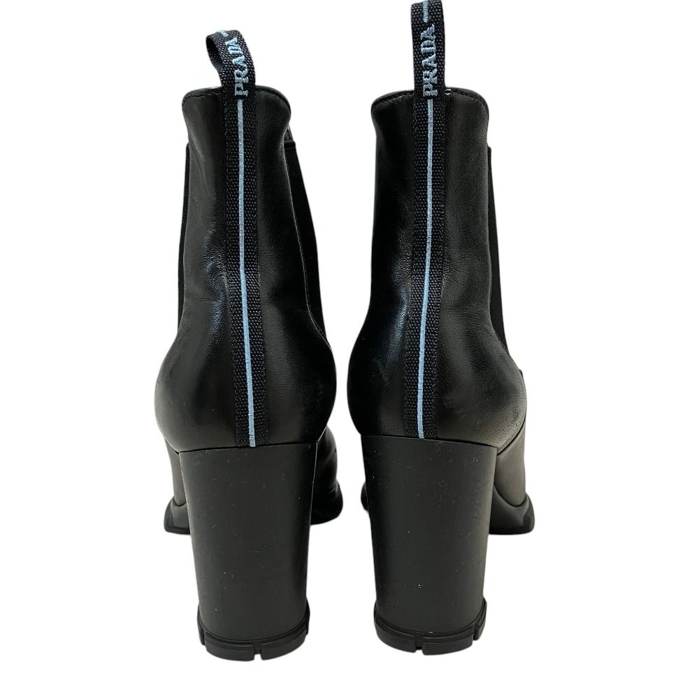 Prada Side Gore Leather Short Boots Black 36 — view 3