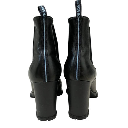 Prada Side Gore Leather Short Boots Black 36 — view 3