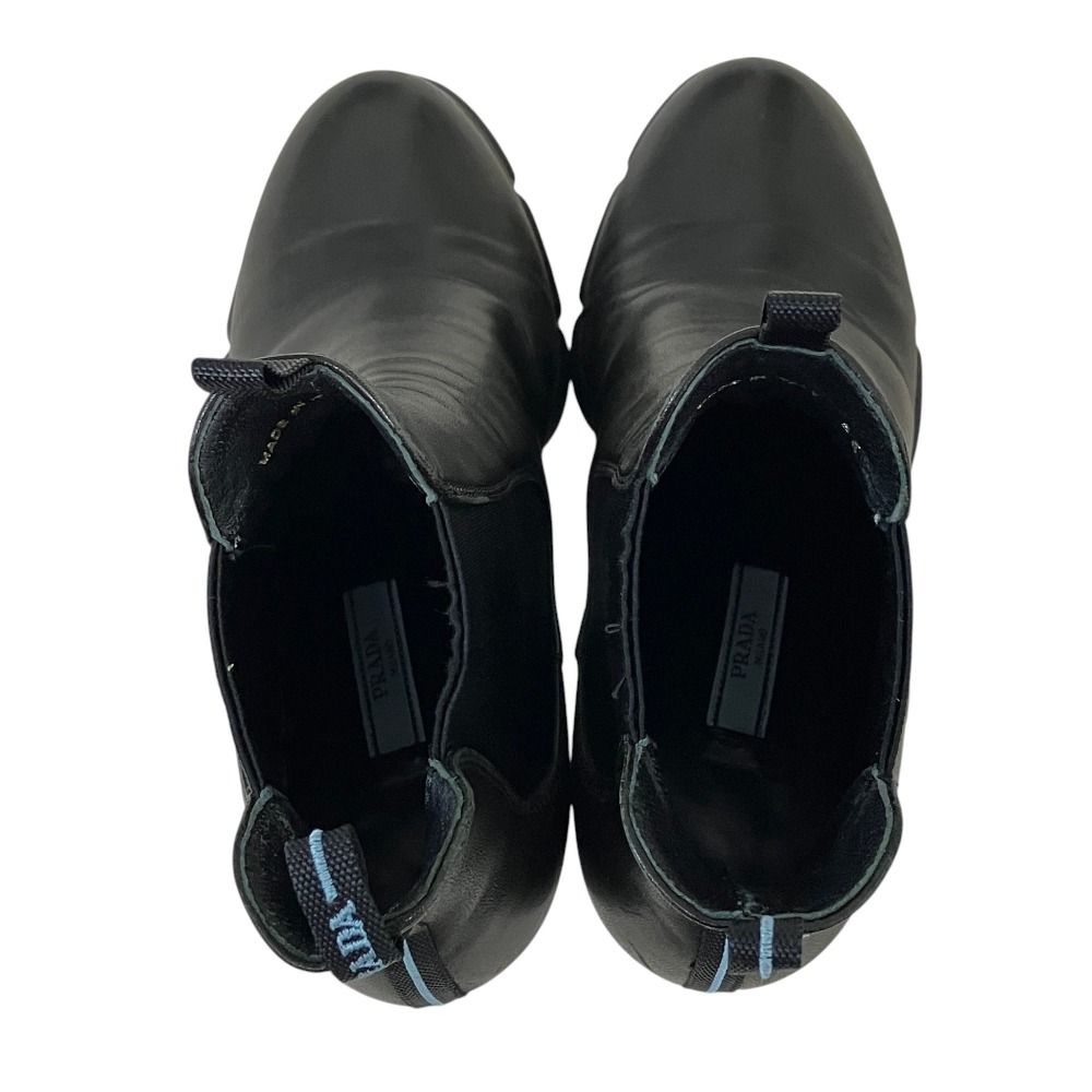 Prada Side Gore Leather Short Boots Black 36 — view 4