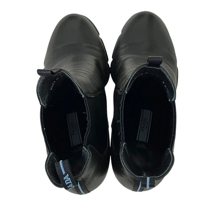 Prada Side Gore Leather Short Boots Black 36 — view 4
