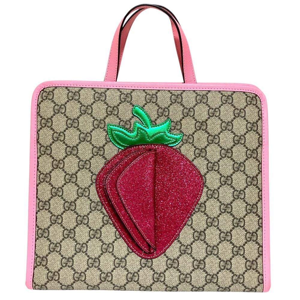 Gucci Children's GG Supreme Strawberry Tote Bag Beige