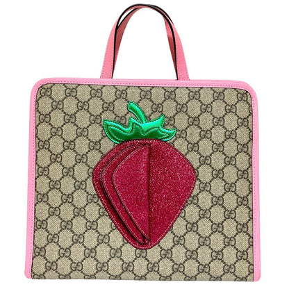 Gucci Children's GG Supreme Strawberry Tote Bag Beige