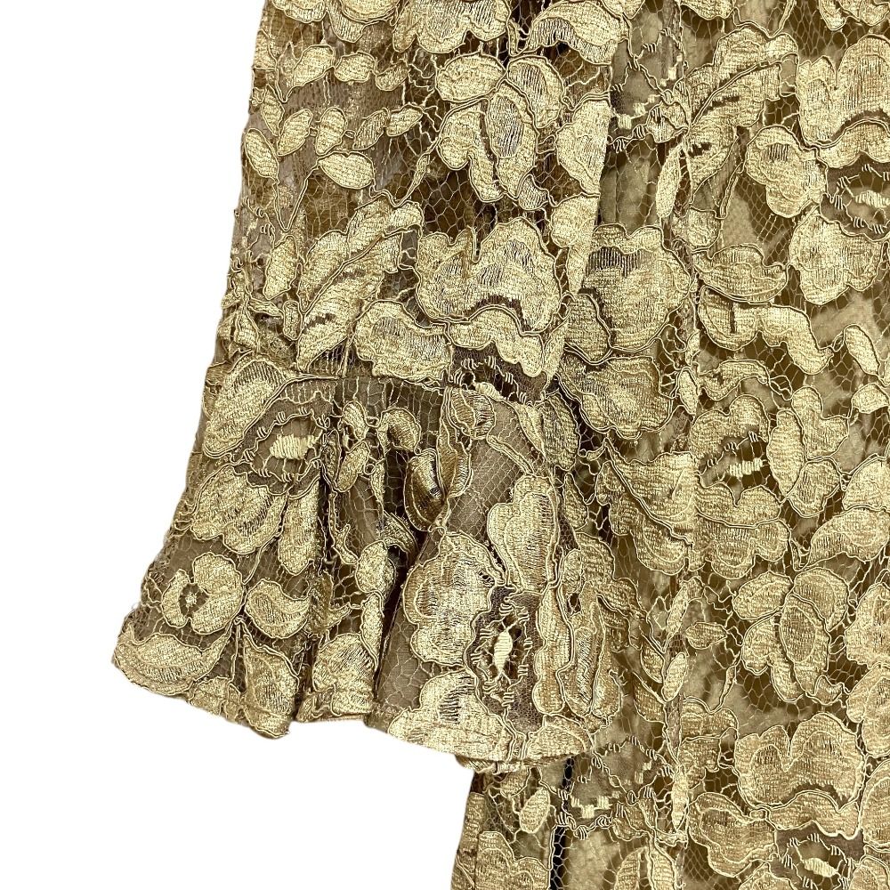 Dolce & Gabbana Flower Lace Frill Dress Khaki — view 4
