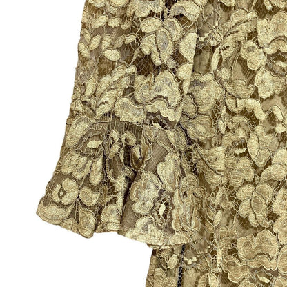 Dolce & Gabbana Flower Lace Frill Dress Khaki — view 4