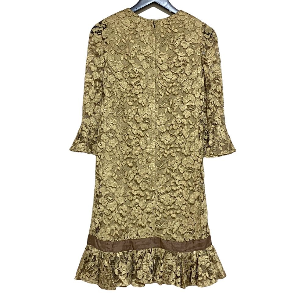 Dolce & Gabbana Flower Lace Frill Dress Khaki — view 2