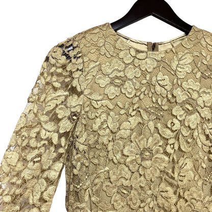 Dolce & Gabbana Flower Lace Frill Dress Khaki — view 3