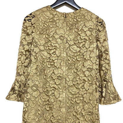 Dolce & Gabbana Flower Lace Frill Dress Khaki — view 5
