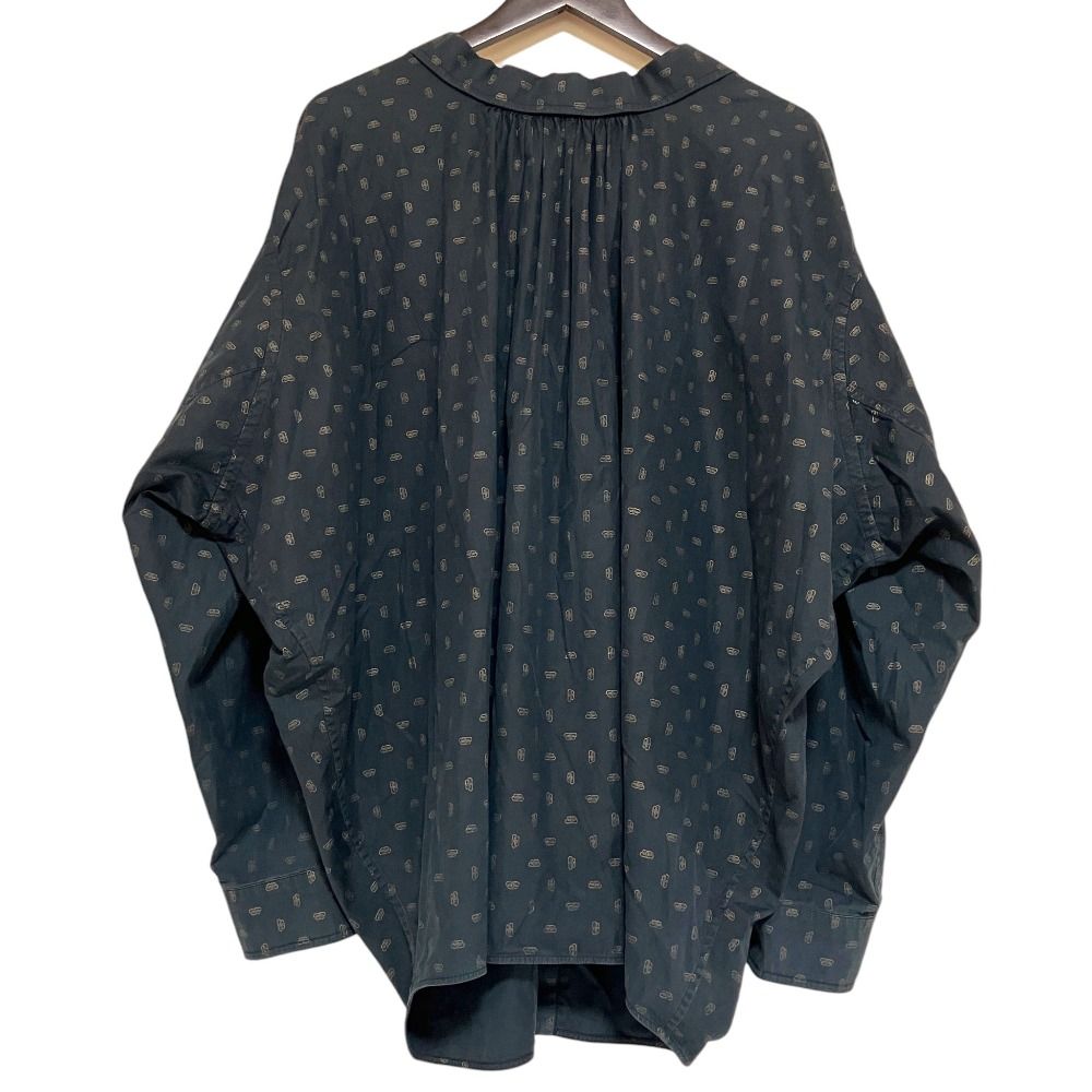 Balenciaga BB All Over Print Open Color Swing Shirt Blouse 34 Black — view 2