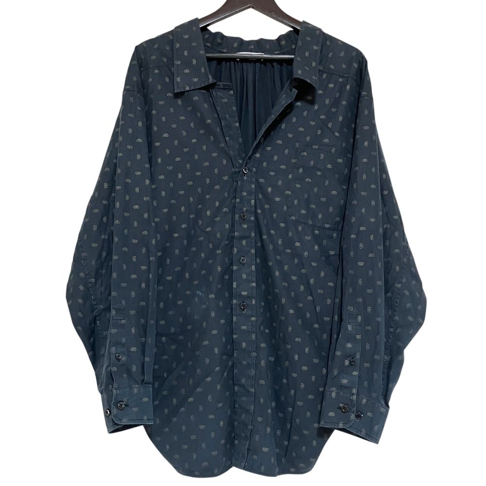 Balenciaga BB All Over Print Open Color Swing Shirt Blouse 34 Black