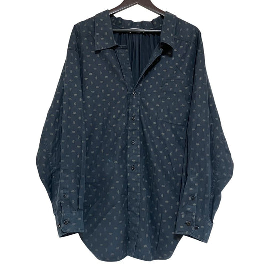 Balenciaga BB All Over Print Open Color Swing Shirt Blouse 34 Black
