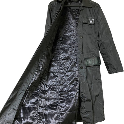 Prada Vintage Leather Trim Padded Liner Nylon Coat S Black — view 4