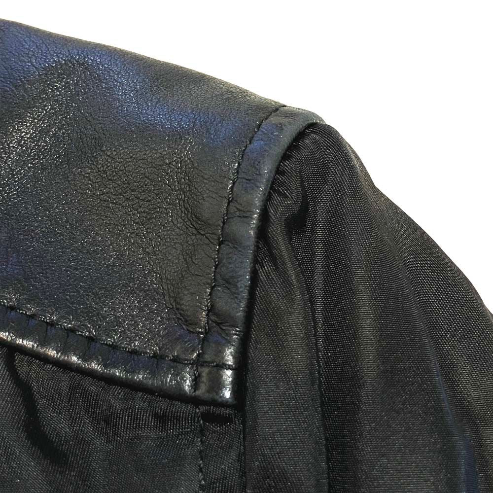 Prada Vintage Leather Trim Padded Liner Nylon Coat S Black — view 6