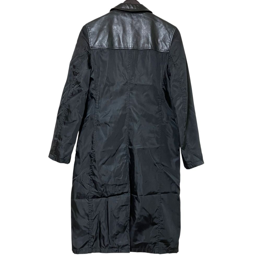 Prada Vintage Leather Trim Padded Liner Nylon Coat S Black — view 2