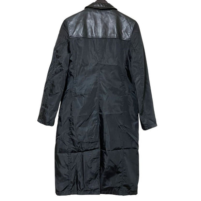Prada Vintage Leather Trim Padded Liner Nylon Coat S Black — view 2