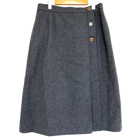 Hermes Vintage Calf Length Wool Wrap Skirt 44 Gray