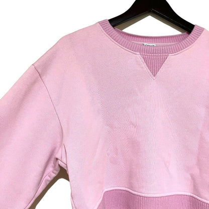 Loewe Anagram Cutwork Cropped Sweatshirt Shirt L Pink — view 3