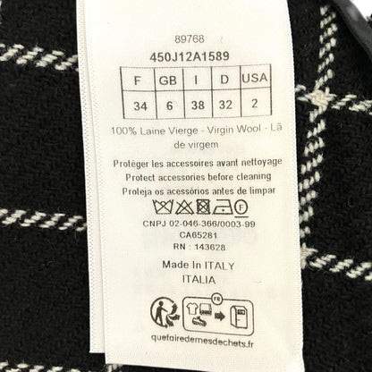 Dior Logo Button Plaid Tweed Wrap Skirt Mini Black — view 6
