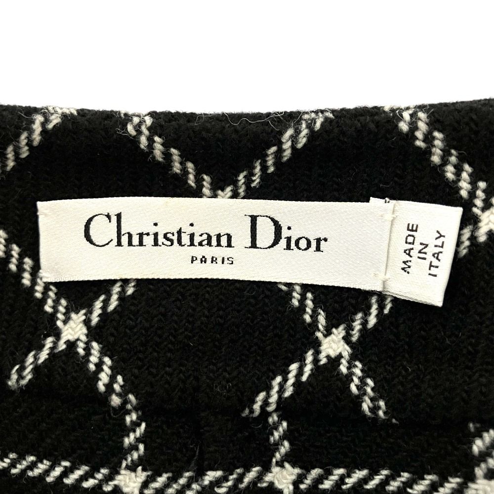 Dior Logo Button Plaid Tweed Wrap Skirt Mini Black — view 8