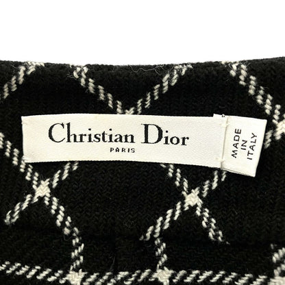 Dior Logo Button Plaid Tweed Wrap Skirt Mini Black — view 8