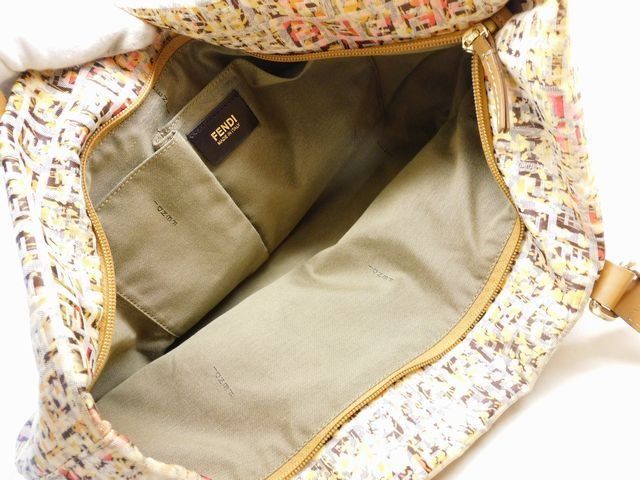 Fendi Zucchino Tote Bag Canvas Leather Multicolor Charm — view 4