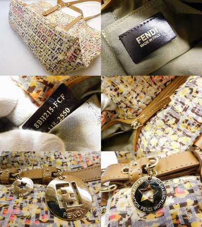 Fendi Zucchino Tote Bag Canvas Leather Multicolor Charm — view 5