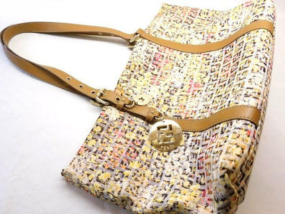 Fendi Zucchino Tote Bag Canvas Leather Multicolor Charm — view 2