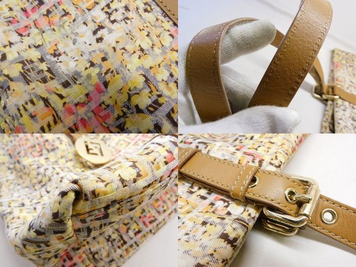 Fendi Zucchino Tote Bag Canvas Leather Multicolor Charm — view 6