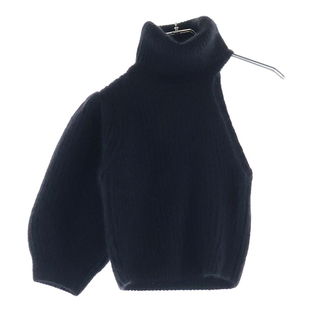 Celine Mohair Silk Cropped Turtleneck Sweater Knit Black