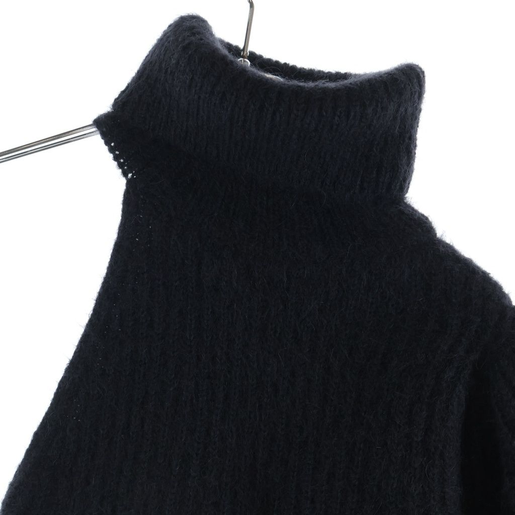 Celine Mohair Silk Cropped Turtleneck Sweater Knit Black — view 4