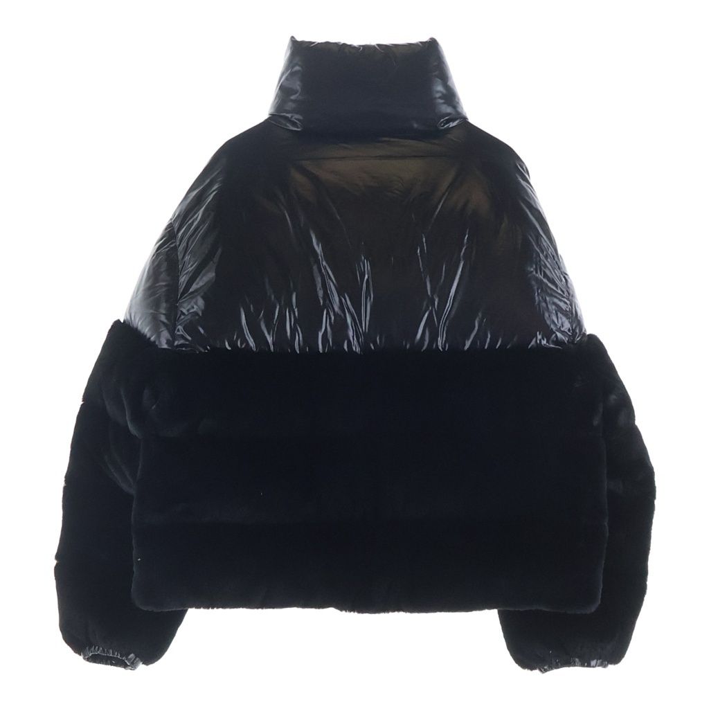 Moncler Logodec Down Jacket Faux Fur Cut Replacement Black — view 2