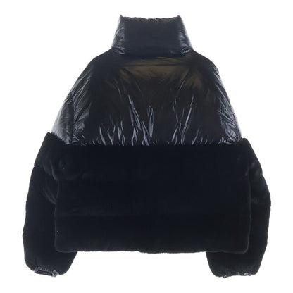 Moncler Logodec Down Jacket Faux Fur Cut Replacement Black — view 2