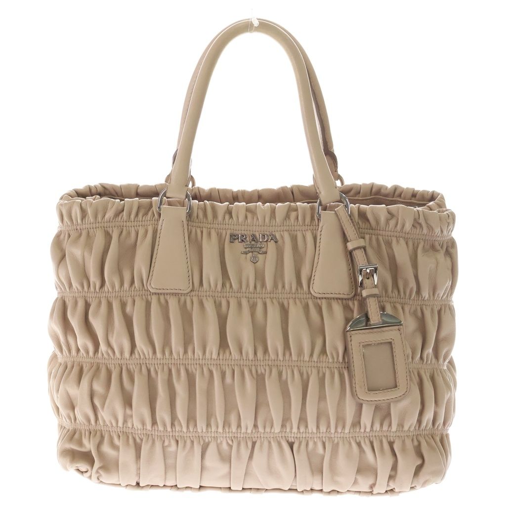 Prada Nappago Full Leather 2-Way Handbag Beige