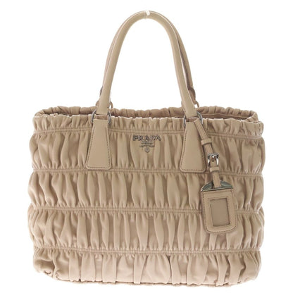 Prada Nappago Full Leather 2-Way Handbag Beige