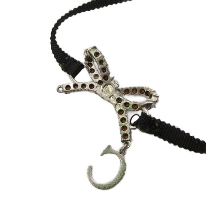 Dior Choker Ribbon Silver Color Black Necklace — view 5
