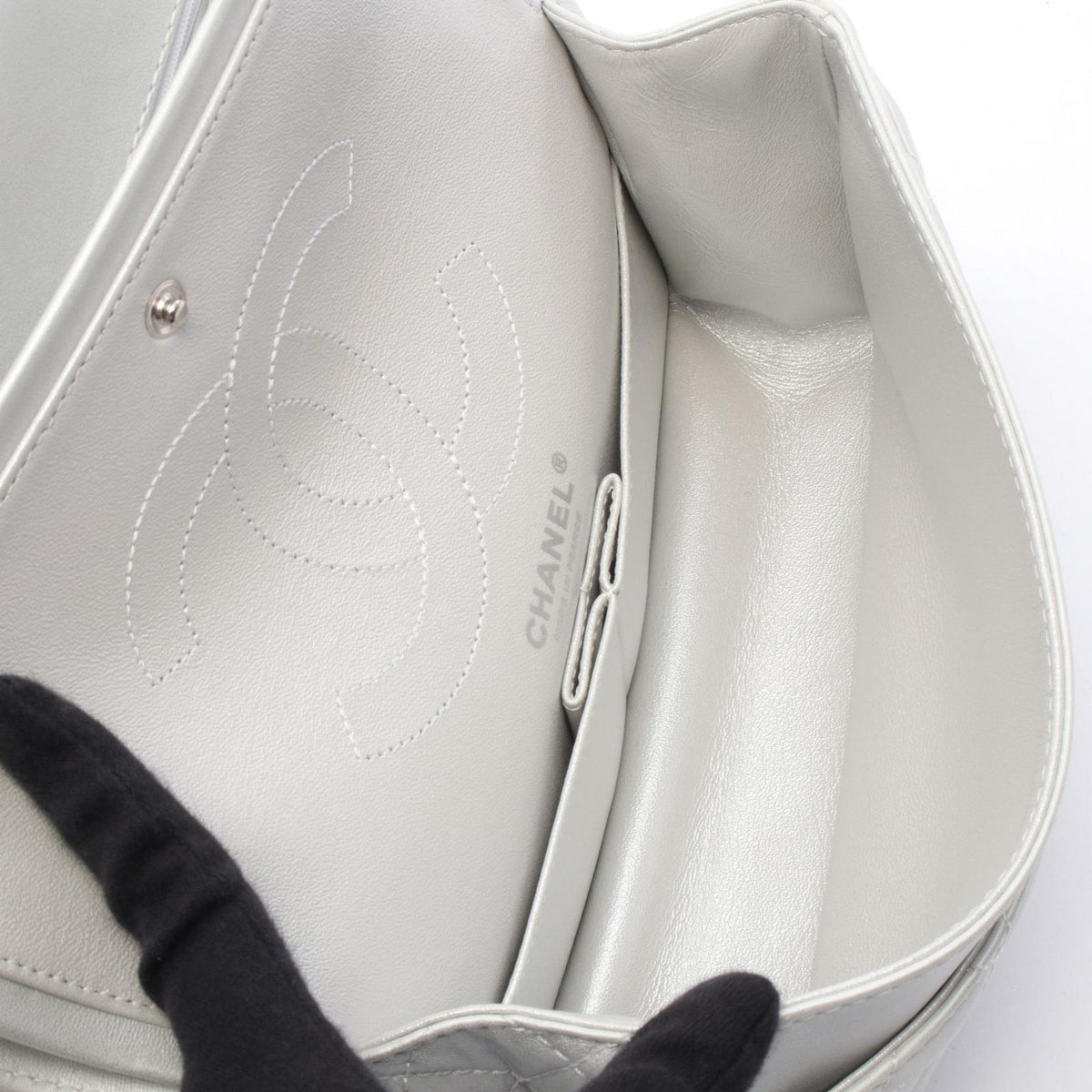 Chanel Shoulder Bag 2.55 Quilted Mademoiselle Chain Silver Leather Double Flap — view 3
