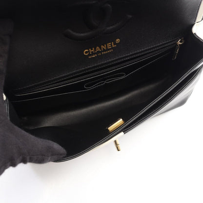 Chanel Shoulder Bag Double Flap Bicolor Black White Lambskin Chain — view 3