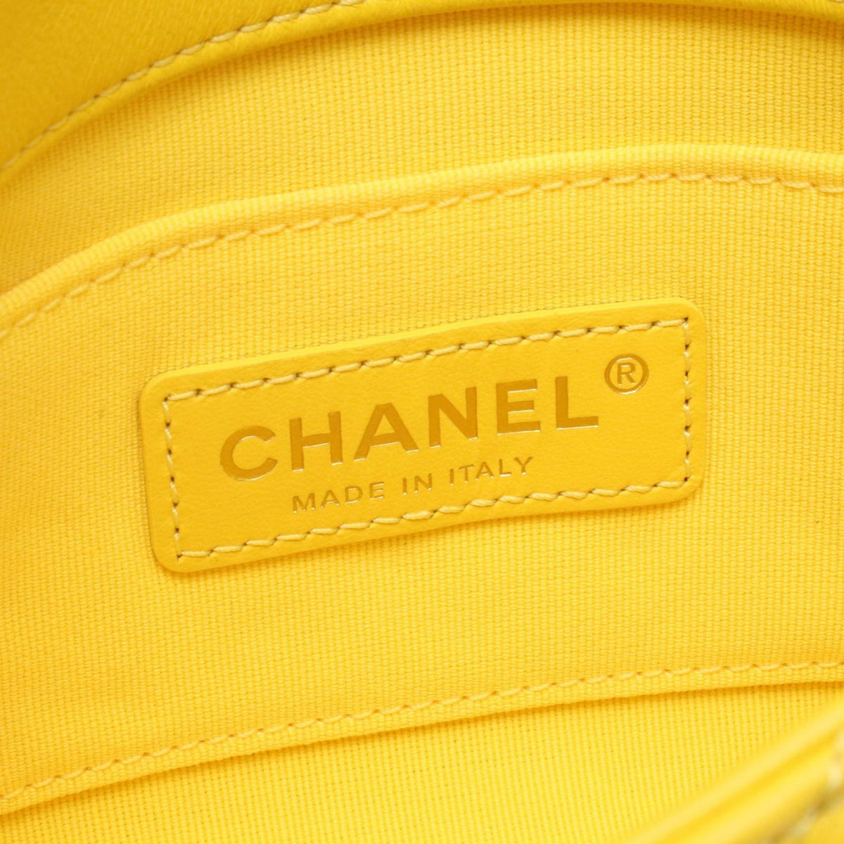 Chanel Shoulder Bag Quilted Small Flap Chain Yellow Lambskin — view 4