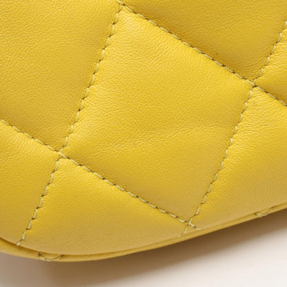 Chanel Shoulder Bag Quilted Small Flap Chain Yellow Lambskin — view 8