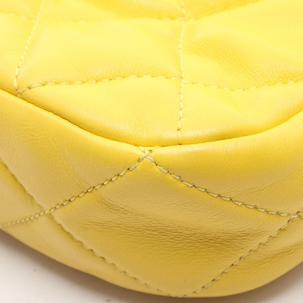 Chanel Shoulder Bag Quilted Small Flap Chain Yellow Lambskin — view 6