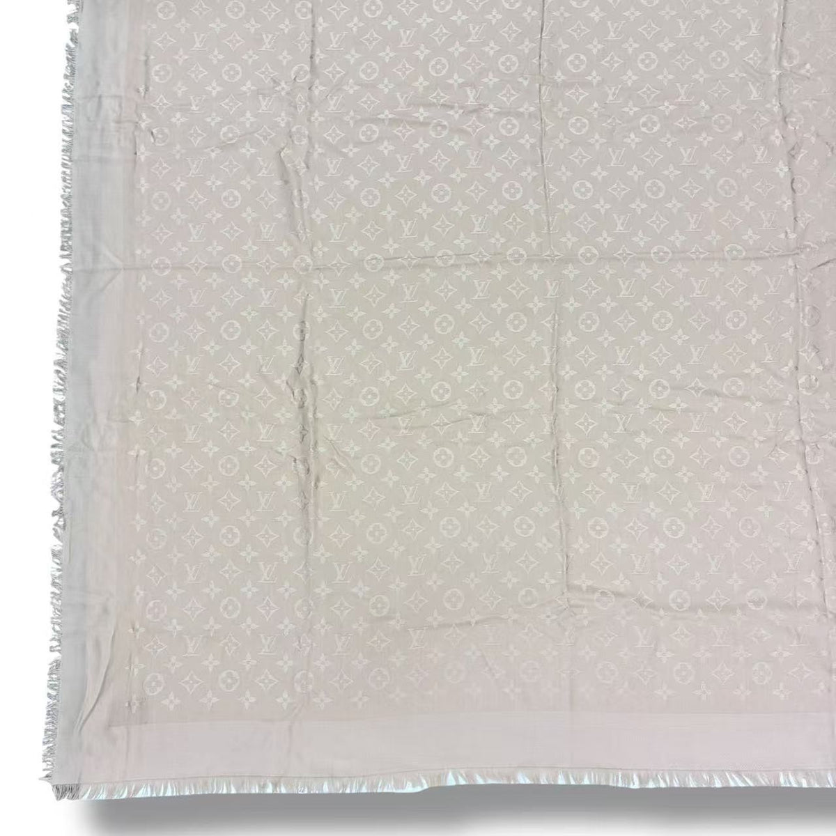 Louis Vuitton Silk Wool Scarf Monogram Beige — view 6