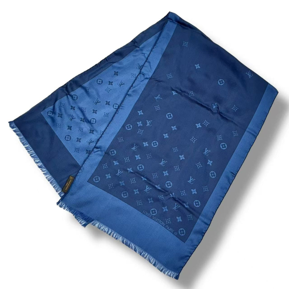 Louis Vuitton Silk Scarf Monogram Navy — view 2