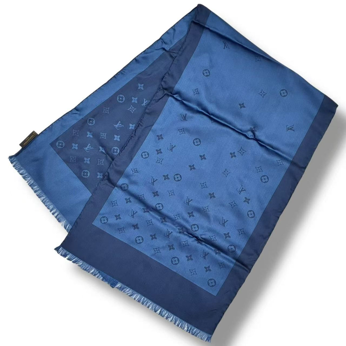 Louis Vuitton Silk Scarf Monogram Navy — view 5