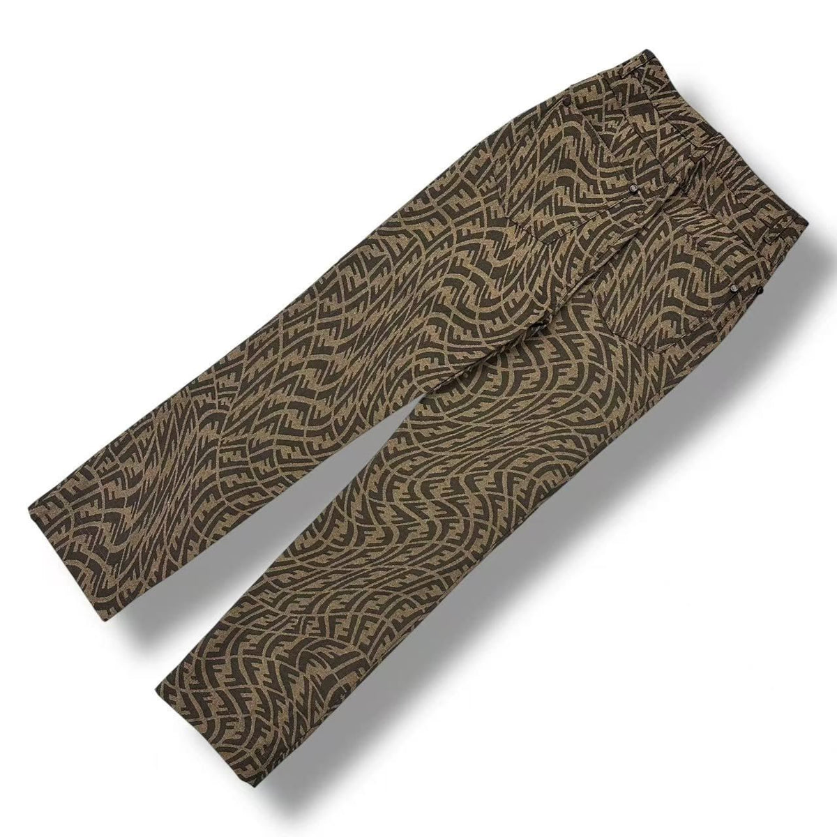 Fendi Zucca Cotton Polyester Pants 36 Brown — view 3