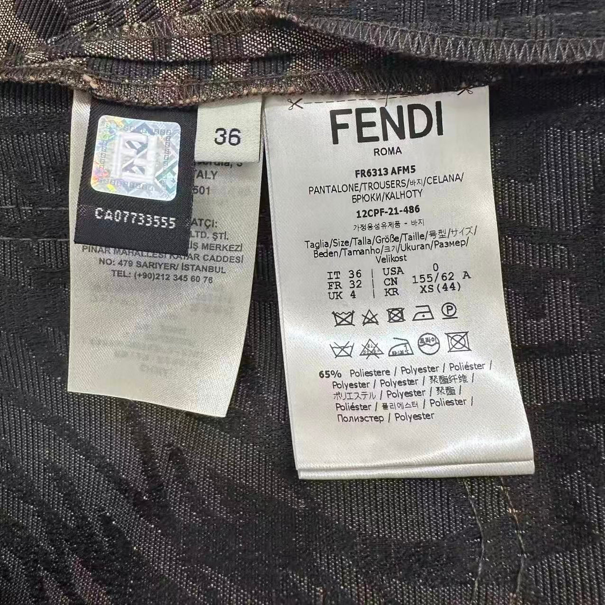 Fendi Zucca Cotton Polyester Pants 36 Brown — view 6